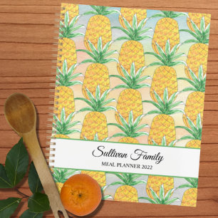 Personalised Pineapple Watercolor Family Meal Planner