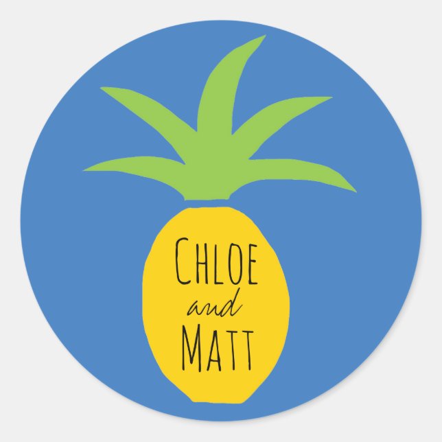 Personalised Pineapple Wedding Favour Stickers (Front)
