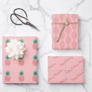 Personalised Pineapple Wrapping Paper Set