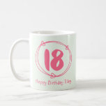 Personalised Pink 18th Birthday Gift Coffee Mug<br><div class="desc">This delightful 18th birthday coffee mug will make a lovely gift - just add your personalised name/message - click on edit button and enjoy designing.</div>