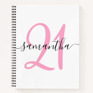 Personalised Pink 21st Birthday Guestbook Notebook