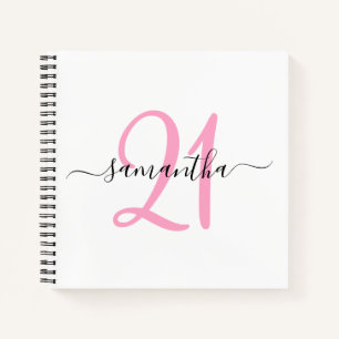 Personalised Pink 21st Birthday Guestbook Notebook