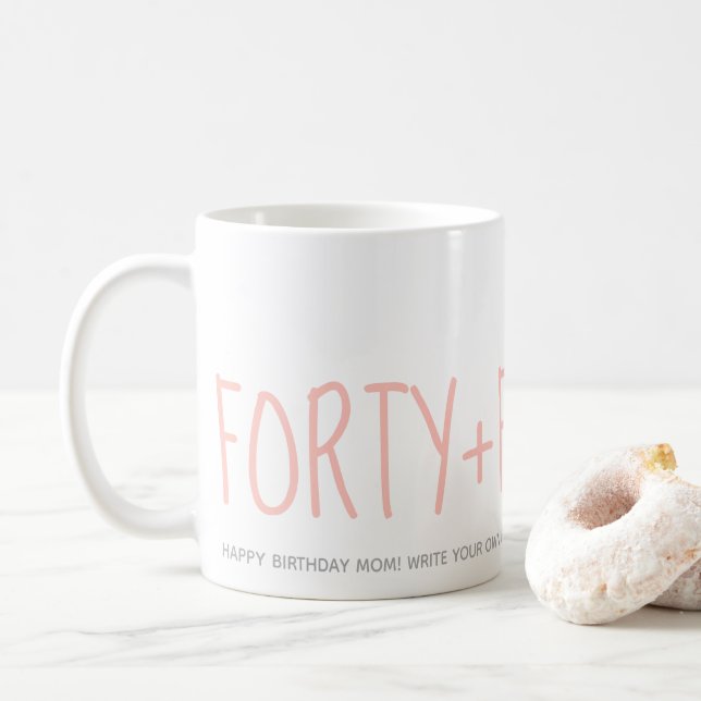 Personalised Pink 40 Fabulous 40th Birthday Gift Coffee Mug (With Donut)