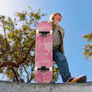 Personalised Pink Abstract Pattern with Name Skateboard