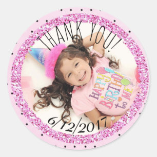 Personalised Pink and Black Birthday Photo Sticker