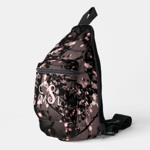 Personalised Pink and Black Botanical Abstract Sling Bag