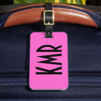Personalised Pink and Black Luggage Tag