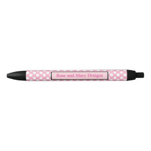 Personalised Pink and Black Polka Dot Pen