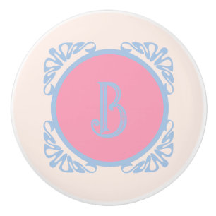 Personalised pink and blue  ceramic knob