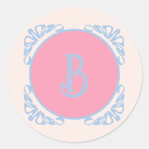 Personalised pink and blue  classic round sticker