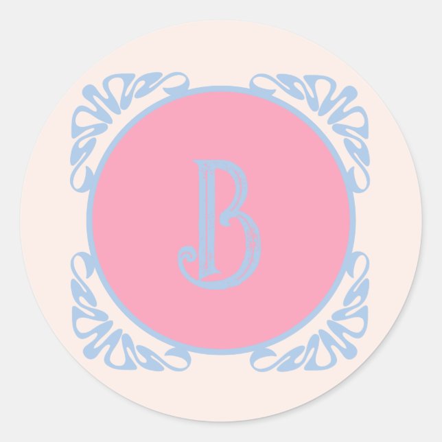 Personalised pink and blue  classic round sticker (Front)