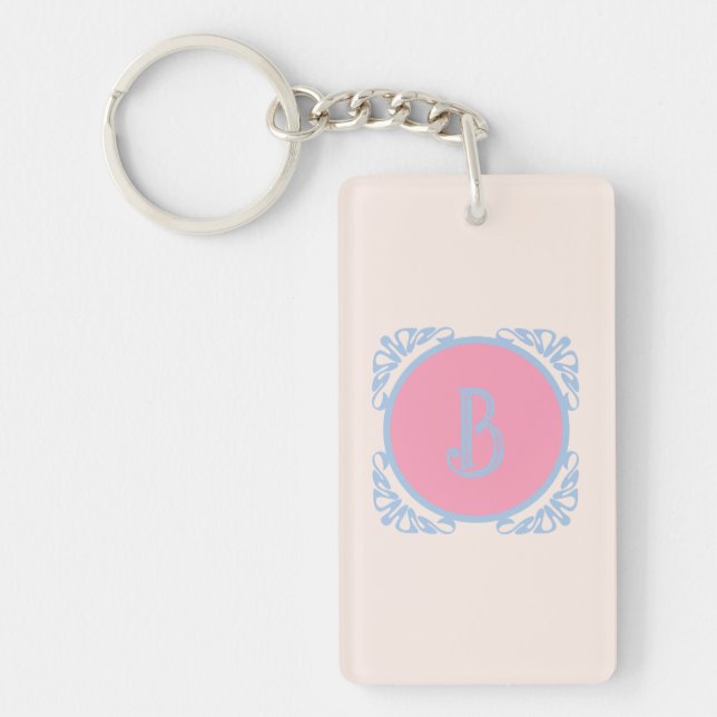 Personalised pink and blue  key ring (Front)