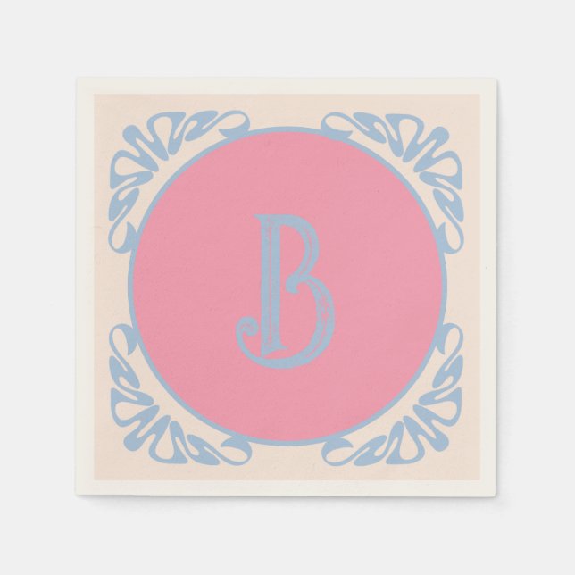 Personalised pink and blue  napkin (Front)