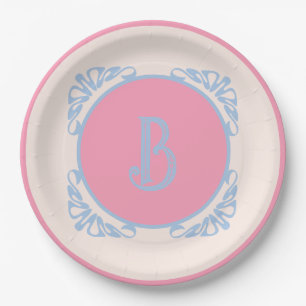 Personalised pink and blue paper plate