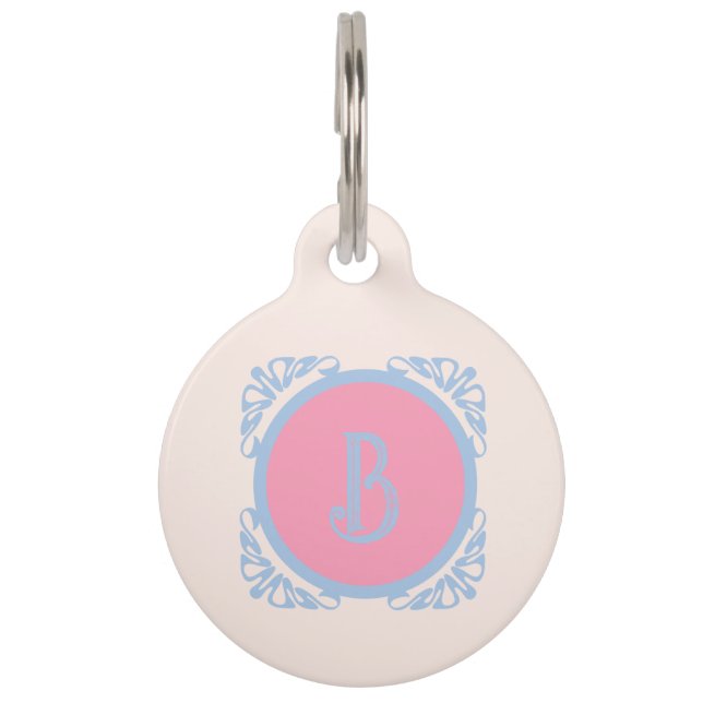 Personalised pink and blue  pet tag (Front)