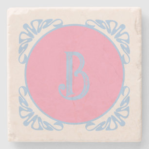 Personalised pink and blue  stone coaster