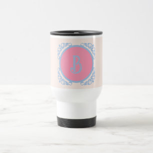 Personalised pink and blue travel mug