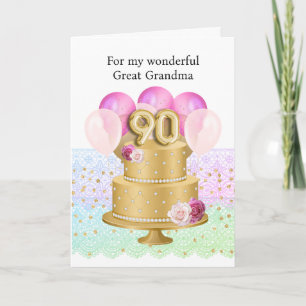 Personalised Pink and Gold 90th Birthday Card