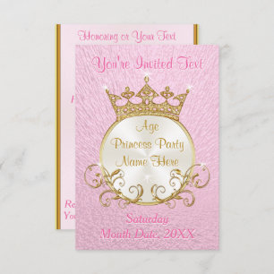Personalised Pink and Gold Princess Invitations