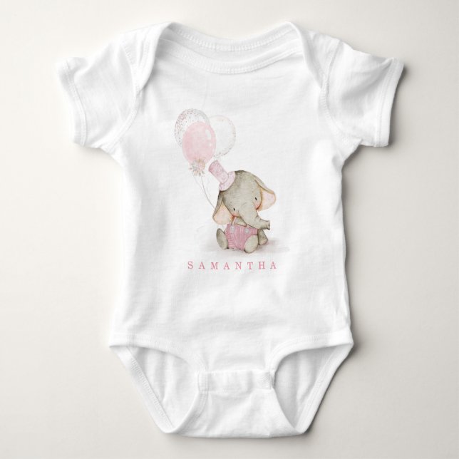 Personalised  Pink and Grey Elephant Shirts (Front)