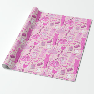 Personalised Pink and Hot Pink Fashion Wrapping Paper