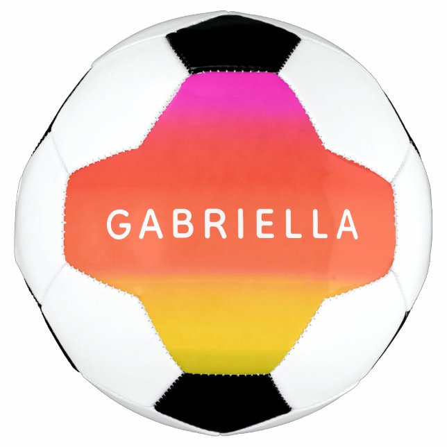 Personalised Pink and Orange Gradient Custom Name Football (Front)