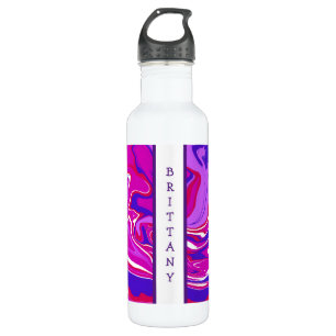 Personalised Pink and Purple Marble Swirls   710 Ml Water Bottle