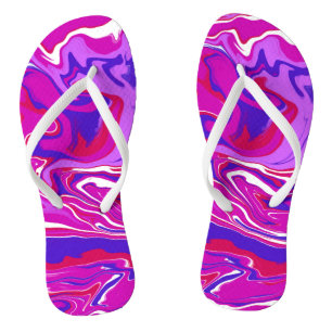 Personalised Pink and Purple Marble Swirls   Flip Flops