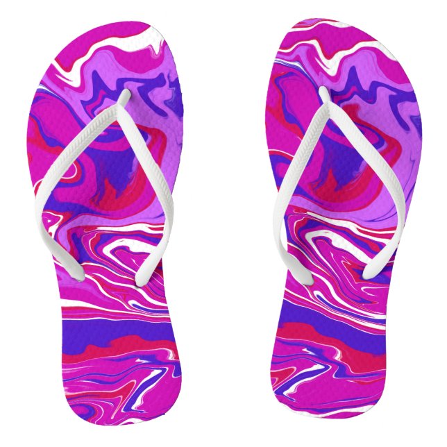 Personalised Pink and Purple Marble Swirls   Flip Flops (Footbed)