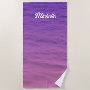 Personalised Pink And Purple Sea Beach Towel