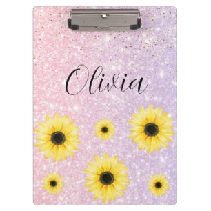 Personalised pink and purple Sunflowers Clipboard
