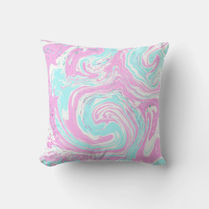 Personalised Pink and Teal Marble Swirl Fluid Art  Cushion