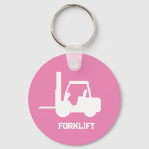 Personalised pink and white Forklift Key Ring