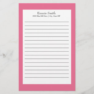Personalised Pink and White Lined Stationery