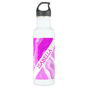 Personalised Pink and White Marble Fluid Art  710 Ml Water Bottle
