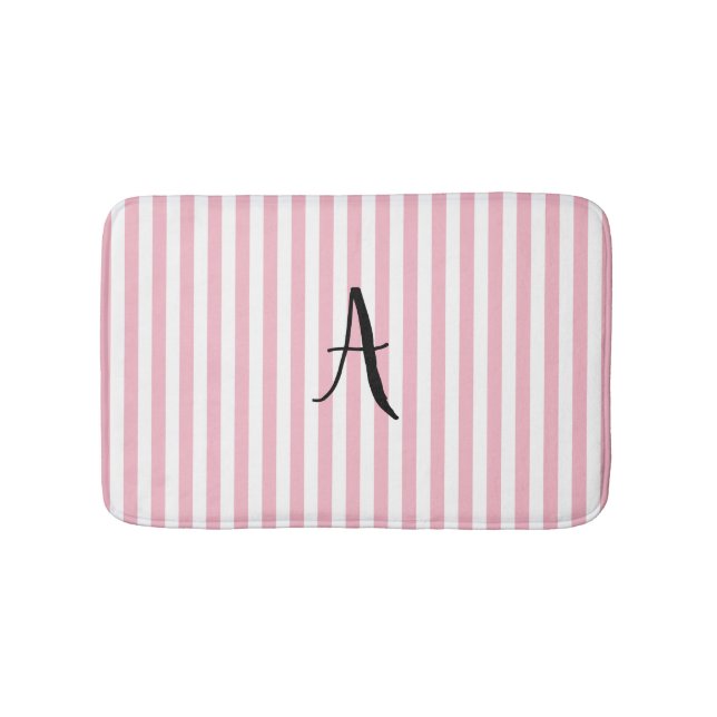 Personalised Pink and White Stripe Bath Mat (Front)