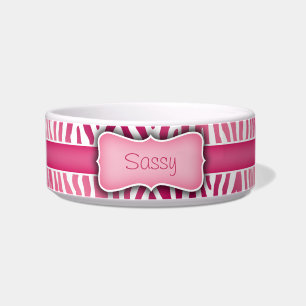 Personalised Pink and White Zebra Pattern Bowl
