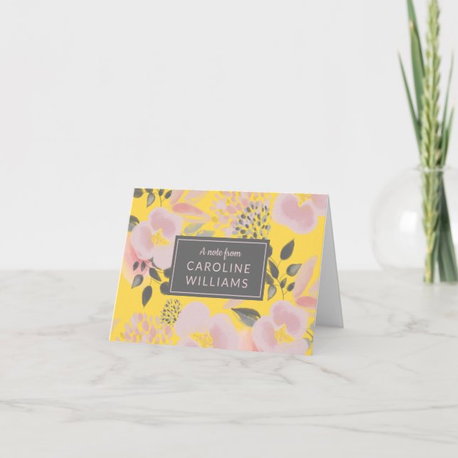 Personalised Pink and Yellow Floral Pattern Card (Front)