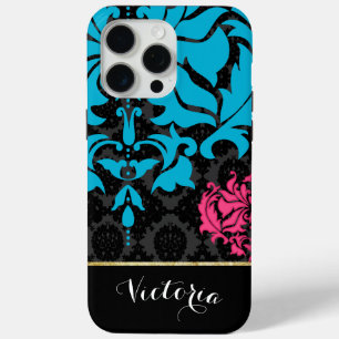 Personalised Pink Aqua Black and Gold iPhone Case