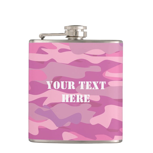 Personalised pink army Camouflage drink flask (Front)