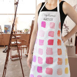 Personalised Pink Artist Apron<br><div class="desc">This apron is decorated with a pattern of colour samples in shades of pink, purple, coral, and yellow. Perfect for an artist or someone who enjoys painting. Personalise this apron with your name or monogram. Because we create our artwork you won’t find this exact design from other designers. Original Watercolor...</div>