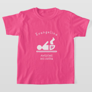 Personalised Pink AWESOME BIG SISTER T-Shirt