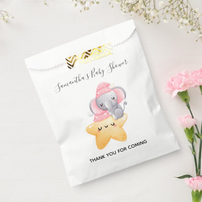 Personalised Pink Baby Elephant Baby Shower  Favour Bags (Sealed)