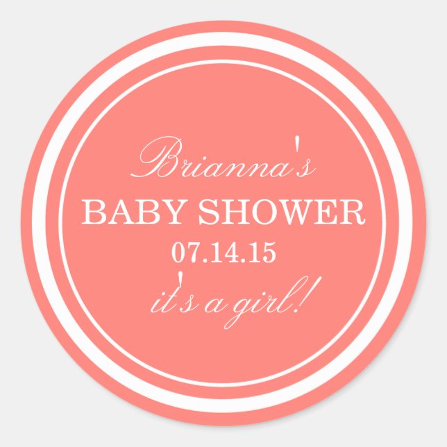 Personalised | Pink Baby Shower Stickers (Front)