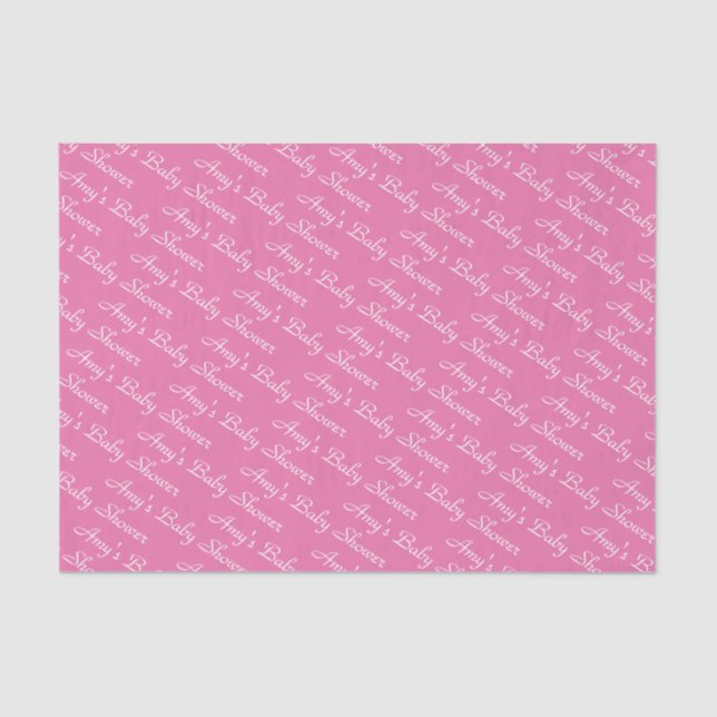 Personalised Pink Baby Shower Tiled  Tissue Paper (Front)