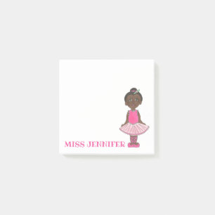 Personalised Pink Ballerina Ballet Dance Teacher Post-it Notes