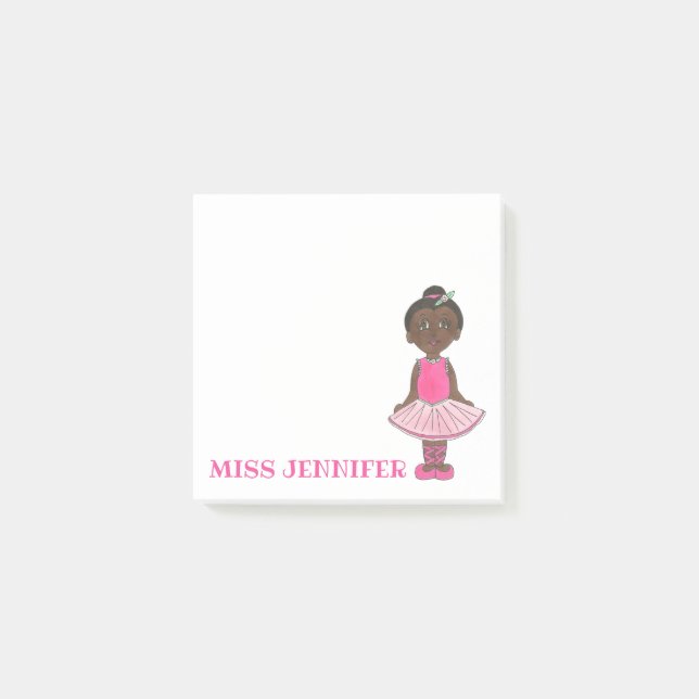Personalised Pink Ballerina Ballet Dance Teacher Post-it Notes (Front)