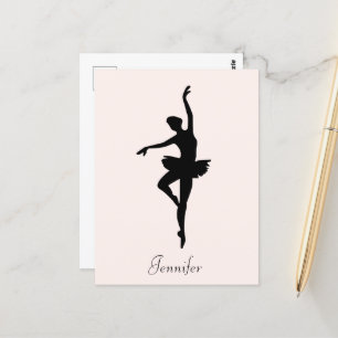 Personalised Pink Ballerina Dance Silhouette Postcard