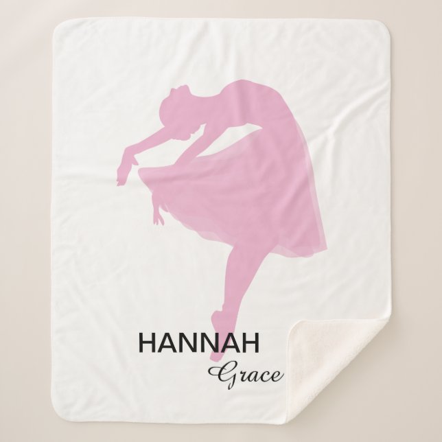 Personalised Pink Ballerina Dancer Sherpa Blanket (Front)