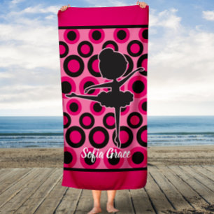 Personalised Pink Ballerina Kid's Bath Towel